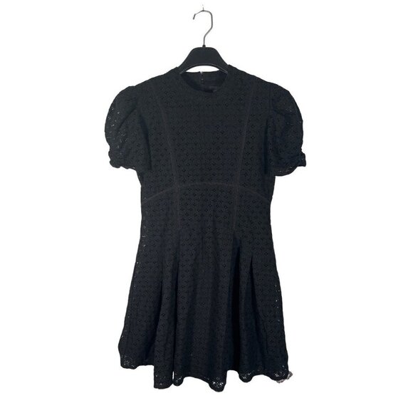 NWT MINKPINK Dreaming of Paris Womens Size M Black Mini Dress Fit n Flare Eyelet - Picture 7 of 12